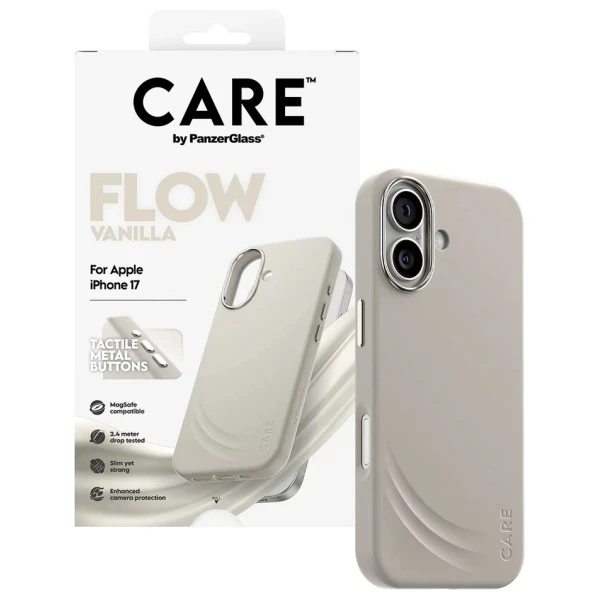„Panzer Glass CARE by PanzerGlass FLOW MagSafe“ dėklas, skirtas „iPhone 17“ – rusvai geltonas aprašymas - Prekės nuotrauka „Panzer Glass CARE by PanzerGlass FLOW MagSafe“ dėklas, skirtas „iPhone 17“ – rusvai geltonas aprašymas - Prekės nuotrauka