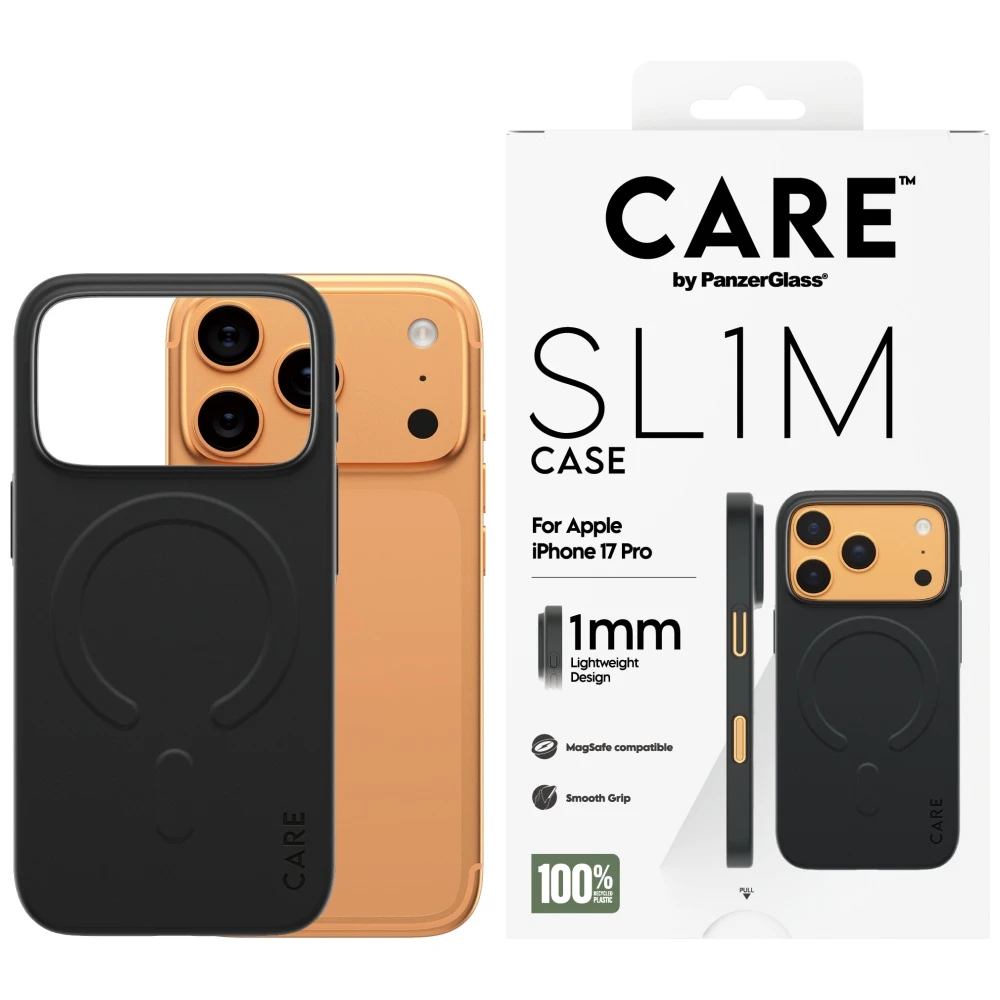 „Panzer Glass CARE by PanzerGlass SL1M MagSafe“ dėklas, skirtas „iPhone 17 Pro“ – Juodas aprašymas - Prekės nuotrauka „Panzer Glass CARE by PanzerGlass SL1M MagSafe“ dėklas, skirtas „iPhone 17 Pro“ – Juodas aprašymas - Prekės nuotrauka
