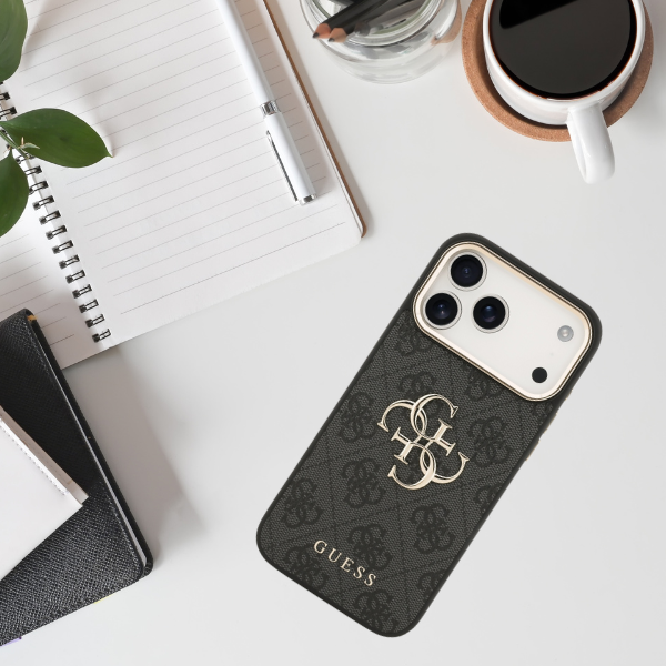 Dėklas Guess 4G Big 4G Classic Logo Case for iPhone 17 Pro Max / 18 Pro Max - Juodas and Gold aprašymas - Prekės nuotrauka