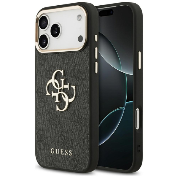 Dėklas Guess 4G Big 4G Classic Logo Case for iPhone 17 Pro Max / 18 Pro Max - Juodas and Gold aprašymas - Prekės nuotrauka