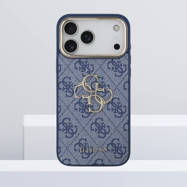 Dėklas Guess 4G Big 4G Classic Logo Case, skirta iPhone 18 Pro Max / 17 Pro Max – mėlyna ir auksinė aprašymas - Prekės nuotrauka