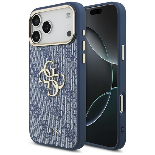 Dėklas Guess 4G Big 4G Classic Logo Case, skirta iPhone 18 Pro Max / 17 Pro Max – mėlyna ir auksinė aprašymas - Prekės nuotrauka