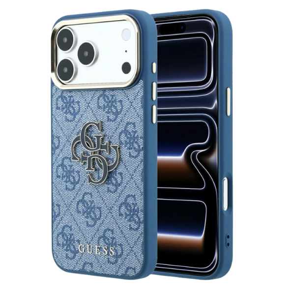 Dėklas Guess 4G & Big Resin Logo Case for iPhone 17 Pro / 18 Pro - Šviesiai mėlyna aprašymas - Prekės nuotrauka