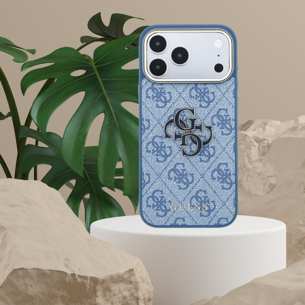 Dėklas Guess 4G & Big Resin Logo Case for iPhone 17 Pro / 18 Pro - Šviesiai mėlyna aprašymas - Prekės nuotrauka