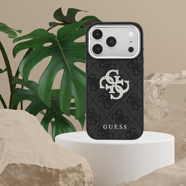 Dėklas Guess 4G & Big Strass Logo Case, skirta iPhone 17 Pro Max / 18 Pro Max – Juoda aprašymas - Prekės nuotrauka