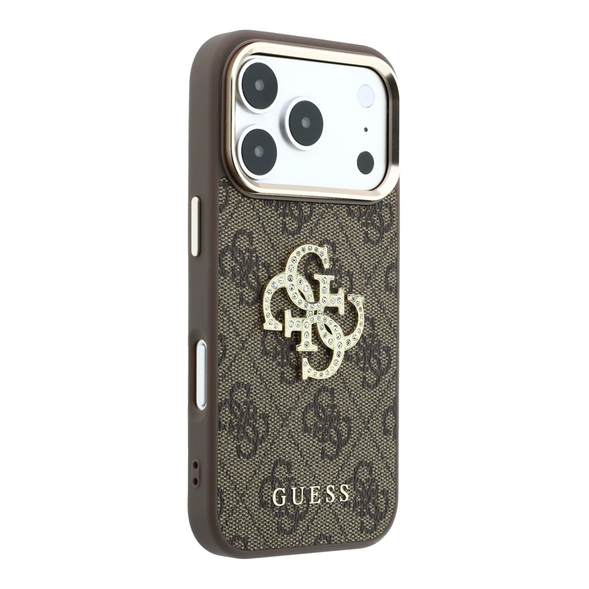 Dėklas Guess 4G & Big Strass Logo Case, skirtas iPhone 17 Pro Max / 18 Pro Max – ruda aprašymas - Prekės nuotrauka