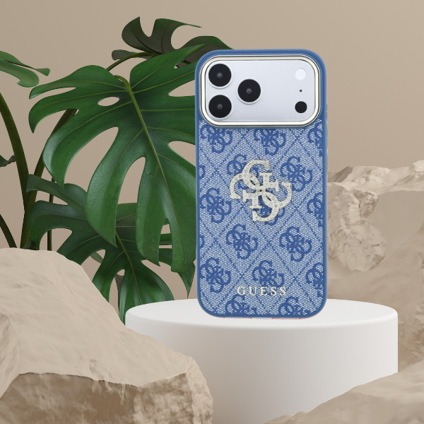 Dėklas Guess 4G & Big Strass Logo Case for iPhone 18 Pro / 17 Pro - Mėlyna aprašymas - Prekės nuotrauka
