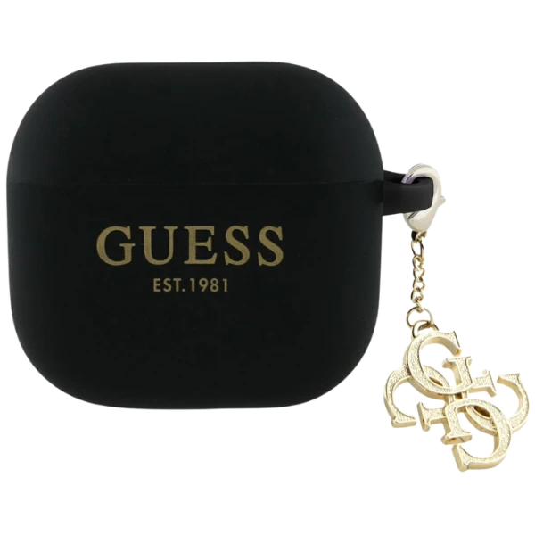 Dėklas Guess GUA4LECG4K AirPods 4 cover juodos spalvos silikoninis 4G Charm aprašymas - Prekės nuotrauka Dėklas Guess GUA4LECG4K AirPods 4 cover juodos spalvos silikoninis 4G Charm aprašymas - Prekės nuotrauka