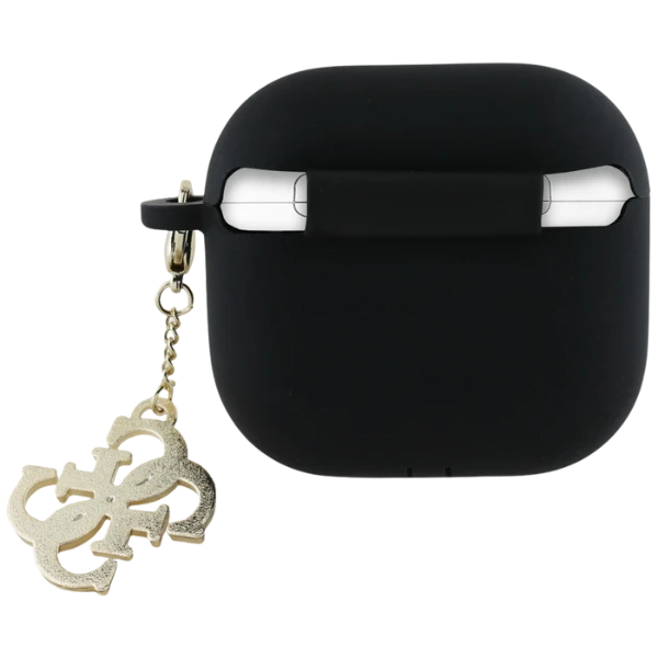 Dėklas Guess GUA4LECG4K AirPods 4 cover juodos spalvos silikoninis 4G Charm aprašymas - Prekės nuotrauka Dėklas Guess GUA4LECG4K AirPods 4 cover juodos spalvos silikoninis 4G Charm aprašymas - Prekės nuotrauka