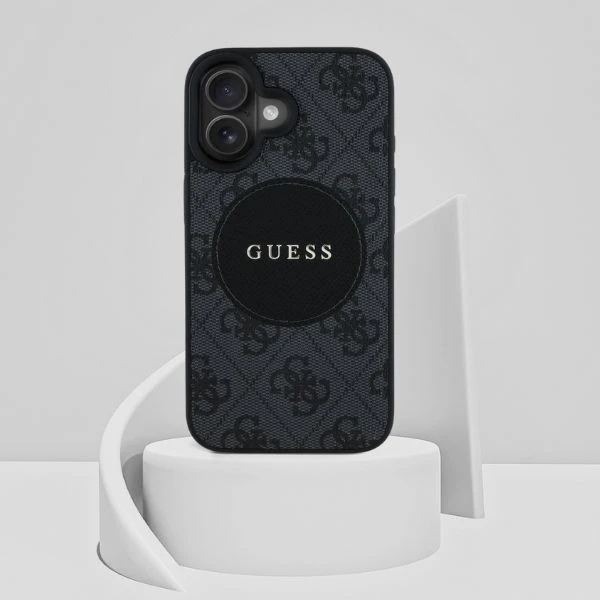 Guess 4G Circle Classic Logo MagSafe dėklas iPhone 16 - juodas aprašymas - Prekės nuotrauka
