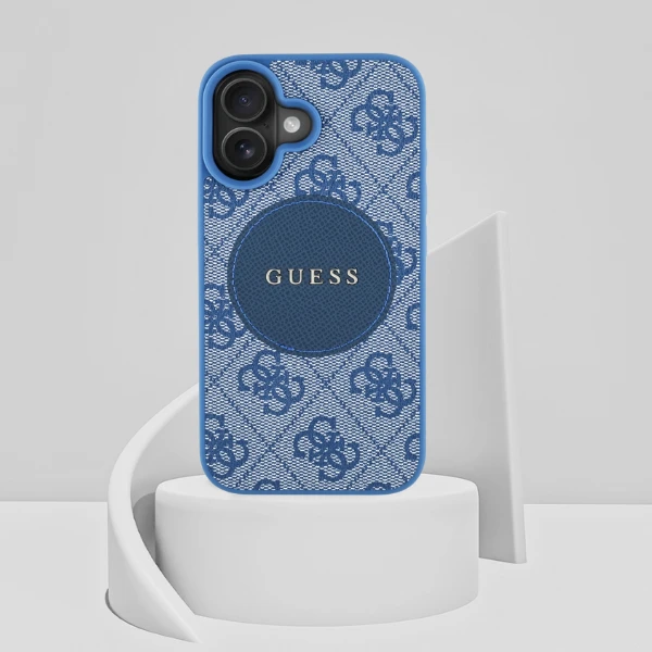 Guess 4G Circle Classic Logo MagSafe dėklas iPhone 16 - mėlynas aprašymas - Prekės nuotrauka