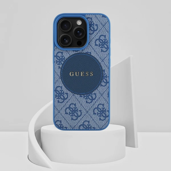 Guess 4G Circle Classic Logo MagSafe dėklas iPhone 16 Pro - mėlynas aprašymas - Prekės nuotrauka Guess 4G Circle Classic Logo MagSafe dėklas iPhone 16 Pro - mėlynas aprašymas - Prekės nuotrauka