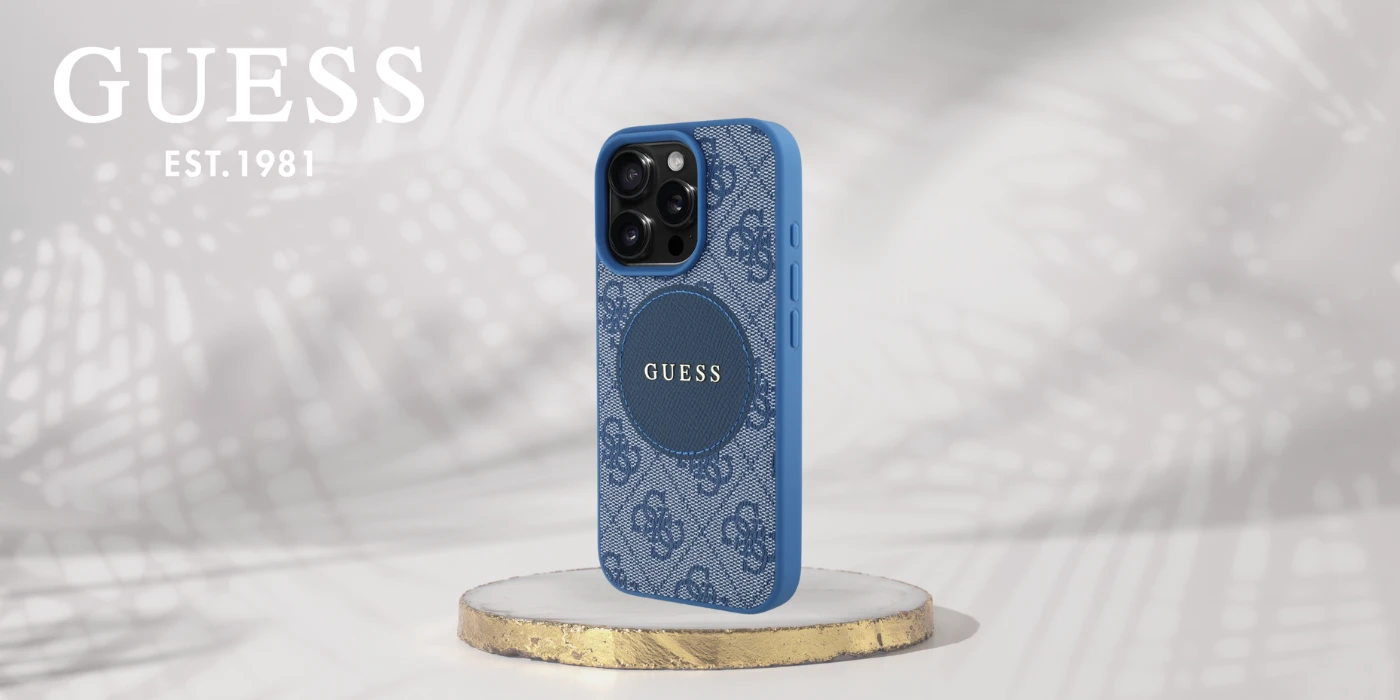 Guess 4G Circle Classic Logo MagSafe dėklas iPhone 16 Pro Max - mėlynas aprašymas - Prekės nuotrauka