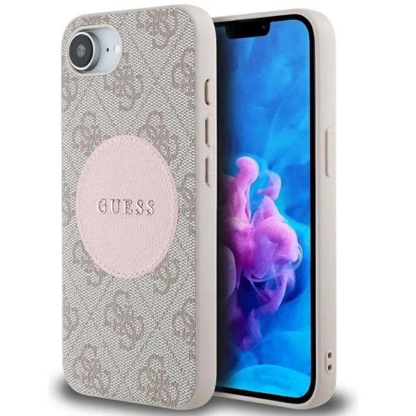 Guess 4G Circle Classic Logo MagSafe dėklas iPhone 16e - rožinis aprašymas - Prekės nuotrauka
