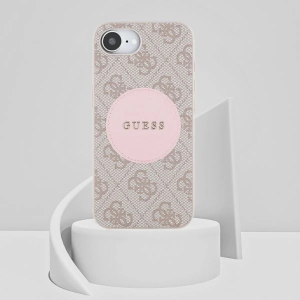 Guess 4G Circle Classic Logo MagSafe dėklas iPhone 16e - rožinis aprašymas - Prekės nuotrauka