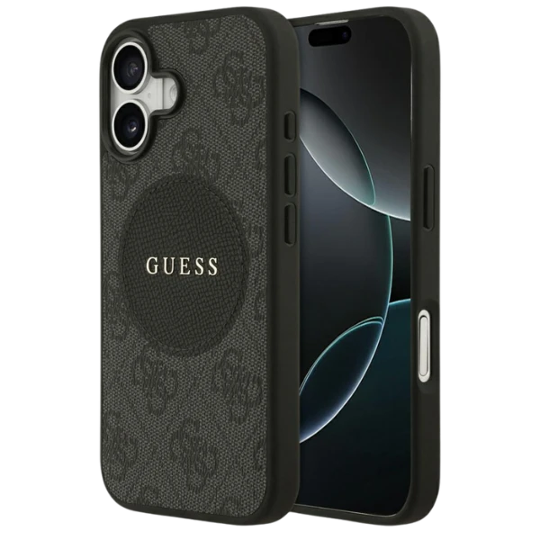 „Guess 4G Circle Classic Logo MagSafe“ dėklas, skirtas iPhone 17 - juodas aprašymas - Prekės nuotrauka