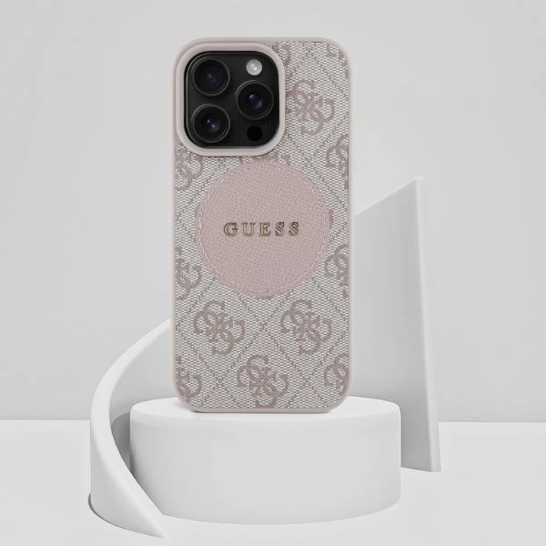 Dėklas Guess 4G Circle Classic Logo MagSafe iPhone 16 Pro Case - Rožinė aprašymas - Prekės nuotrauka