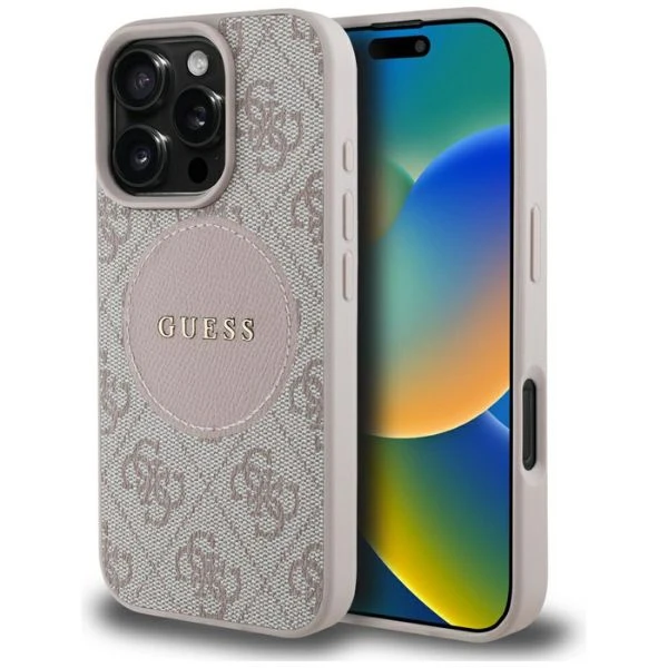 Dėklas Guess 4G Circle Classic Logo MagSafe iPhone 16 Pro Case - Rožinė aprašymas - Prekės nuotrauka