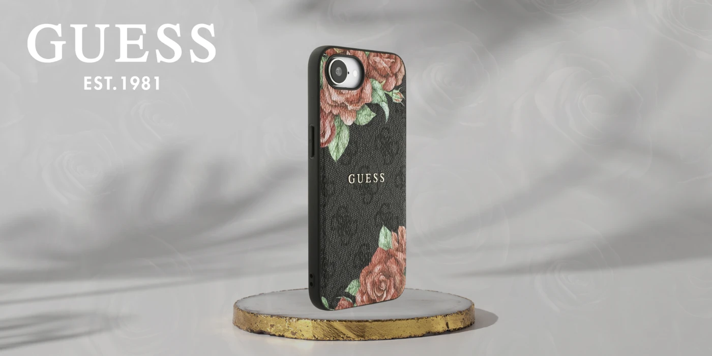 Guess 4G Flowers Print MagSafe dėklas iPhone 16e - juodas aprašymas - Prekės nuotrauka Guess 4G Flowers Print MagSafe dėklas iPhone 16e - juodas aprašymas - Prekės nuotrauka
