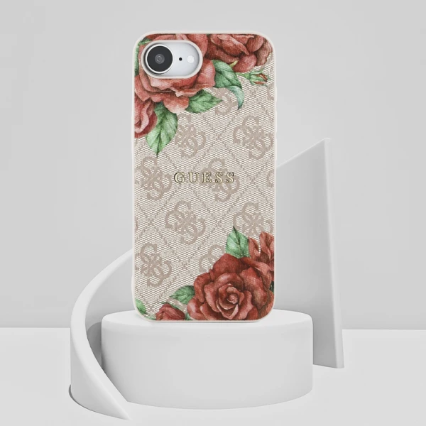 Guess 4G Flowers Print MagSafe iPhone 16e Dėklas - Rožinė aprašymas - Prekės nuotrauka