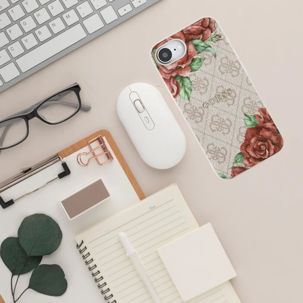 Guess 4G Flowers Print MagSafe iPhone 16e Dėklas - Rožinė aprašymas - Prekės nuotrauka