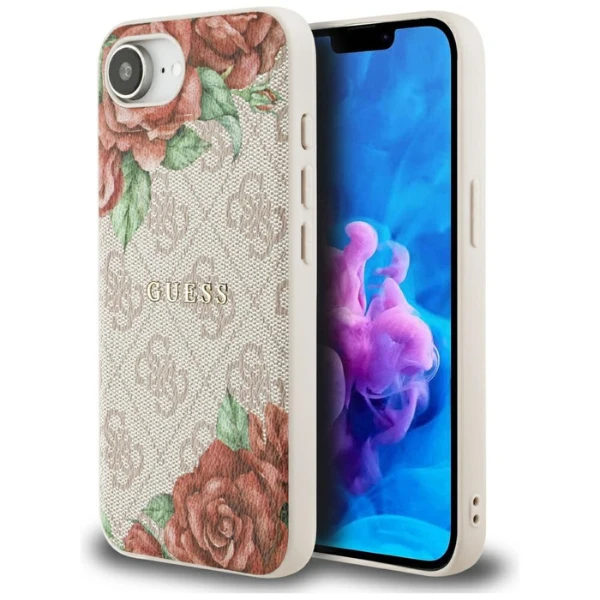 Guess 4G Flowers Print MagSafe iPhone 16e Dėklas - Rožinė aprašymas - Prekės nuotrauka