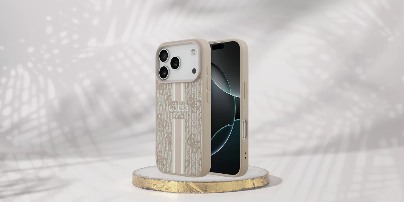 „Guess 4G“ dryžuotas „MagSafe“ dėklas, skirtas „iPhone 17 Pro“ – Rožinė aprašymas - Prekės nuotrauka „Guess 4G“ dryžuotas „MagSafe“ dėklas, skirtas „iPhone 17 Pro“ – Rožinė aprašymas - Prekės nuotrauka