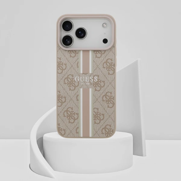 Dėklas Guess 4G Printed Stripes MagSafe case for iPhone 17 Pro Max - pink aprašymas - Prekės nuotrauka