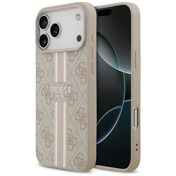 Dėklas Guess 4G Printed Stripes MagSafe case for iPhone 17 Pro Max - pink aprašymas - Prekės nuotrauka