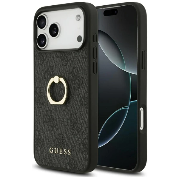 Dėklas Guess 4G Ring Stand case for iPhone 17 Pro Max - juodas aprašymas - Prekės nuotrauka
