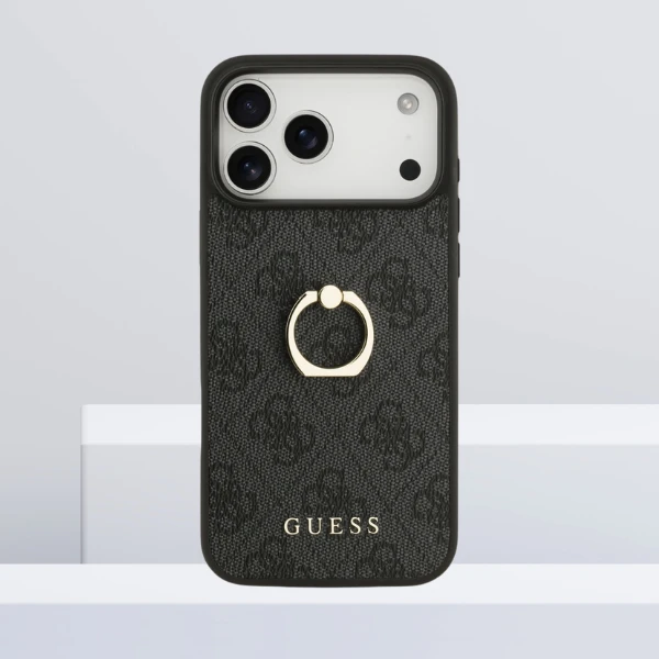 Dėklas Guess 4G Ring Stand case for iPhone 17 Pro Max - juodas aprašymas - Prekės nuotrauka