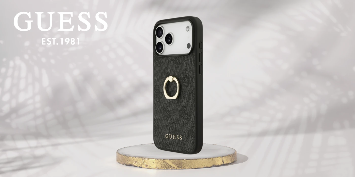 Dėklas Guess 4G Ring Stand case for iPhone 17 Pro Max - juodas aprašymas - Prekės nuotrauka