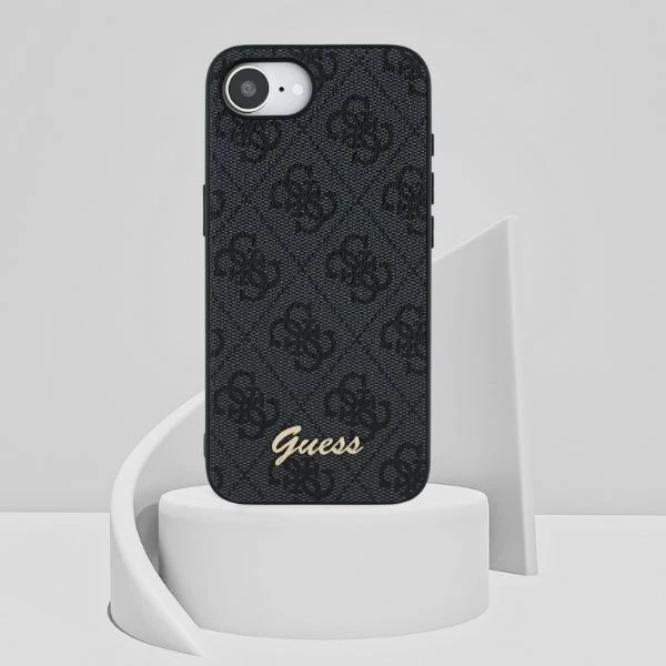 Guess 4G Script Logo MagSafe dėklas iPhone 16e - juodas aprašymas - Prekės nuotrauka Guess 4G Script Logo MagSafe dėklas iPhone 16e - juodas aprašymas - Prekės nuotrauka