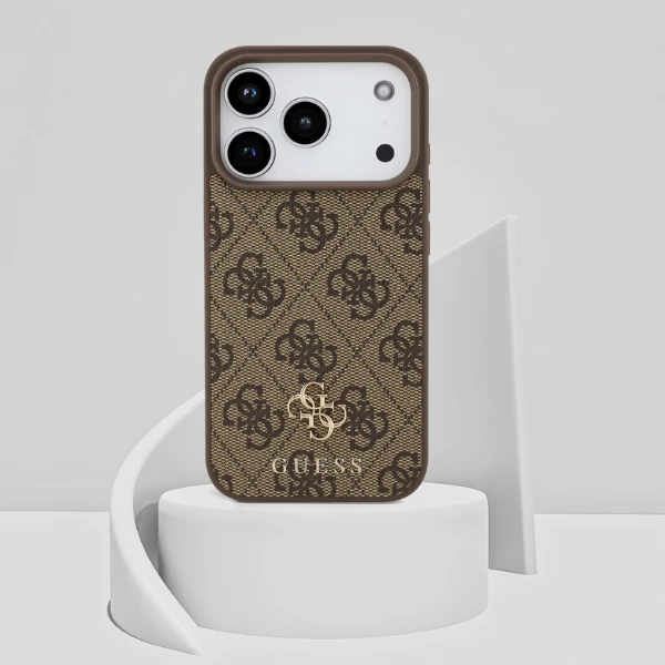 „Guess 4G“ mažas klasikinis „MagSafe“ dėklas su logotipu, skirtas „iPhone 17 Pro“ – ruda aprašymas - Prekės nuotrauka „Guess 4G“ mažas klasikinis „MagSafe“ dėklas su logotipu, skirtas „iPhone 17 Pro“ – ruda aprašymas - Prekės nuotrauka