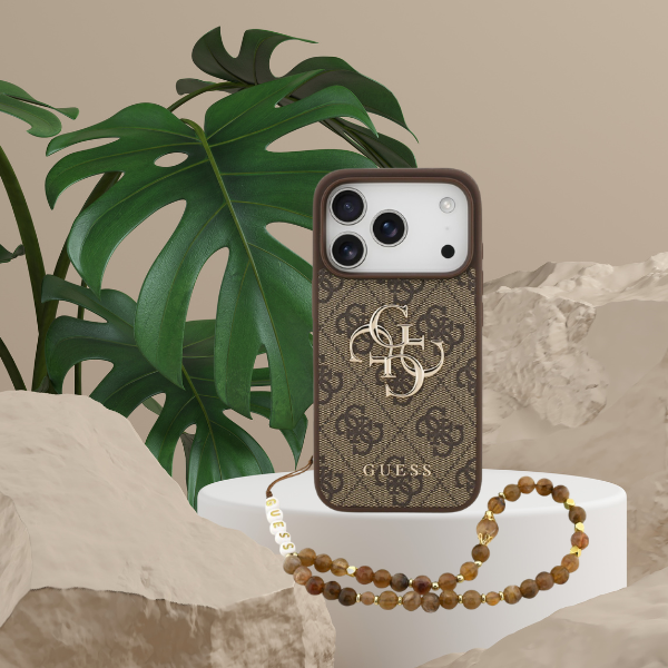 Dėklas Guess 4G Strap 4G Classic Logo Case for iPhone 18 Pro / 17 Pro - Brown aprašymas - Prekės nuotrauka