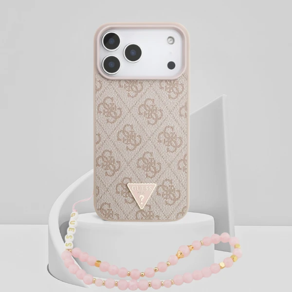 „Guess 4G Strap Triangle Logo MagSafe“ dėklas, skirtas iPhone 17 Pro Max - Rožinė aprašymas - Prekės nuotrauka