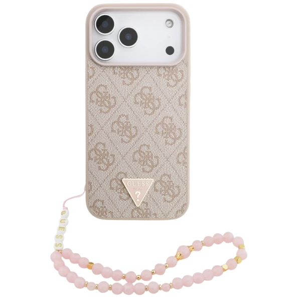 „Guess 4G Strap Triangle Logo MagSafe“ dėklas, skirtas iPhone 17 Pro Max - Rožinė aprašymas - Prekės nuotrauka