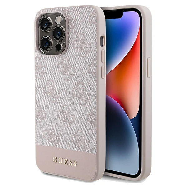 Dėklas Guess 4G Bottom Stripe Collection - Apple iPhone 15 Pro Max Case pink aprašymas - Prekės nuotrauka