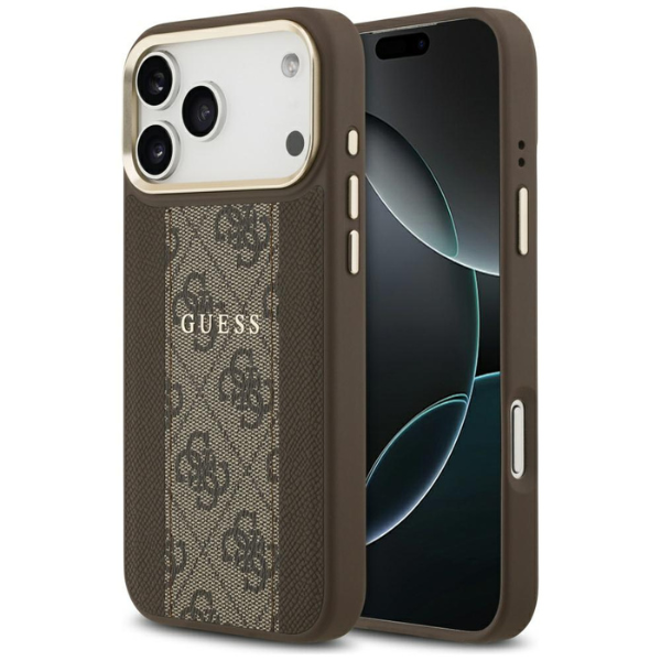 Dėklas Guess 4G Stripe MagSafe case for iPhone 17 Pro Max - ruda aprašymas - Prekės nuotrauka