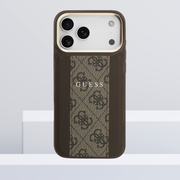 Dėklas Guess 4G Stripe MagSafe case for iPhone 17 Pro Max - ruda aprašymas - Prekės nuotrauka