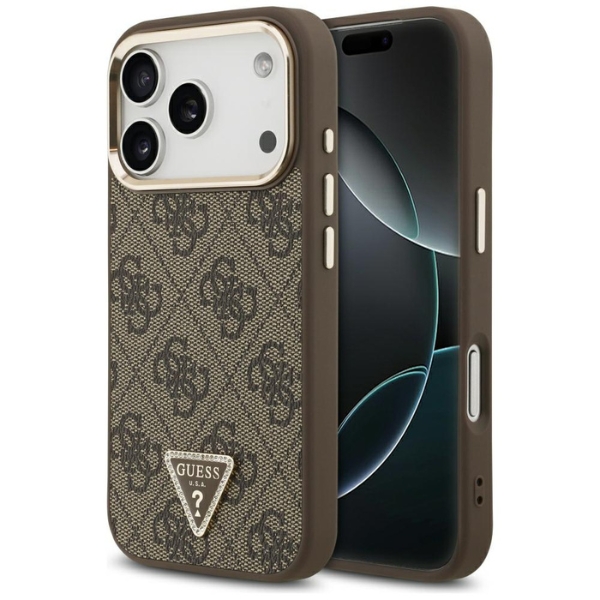 Guess 4G Triangle Logo MagSafe dėklas, skirtas iPhone 17 Pro / 18 Pro – Ruda aprašymas - Prekės nuotrauka