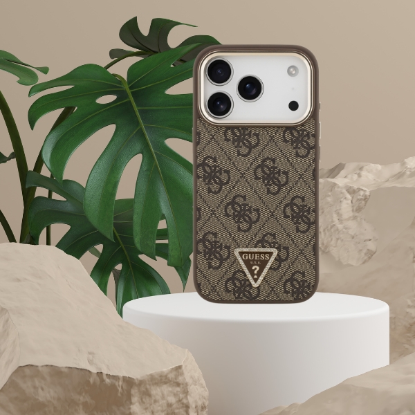 Dėklas Guess 4G Triangle Logo MagSafe Case, skirtas iPhone 17 Pro Max / 18 Pro Max - Ruda aprašymas - Prekės nuotrauka