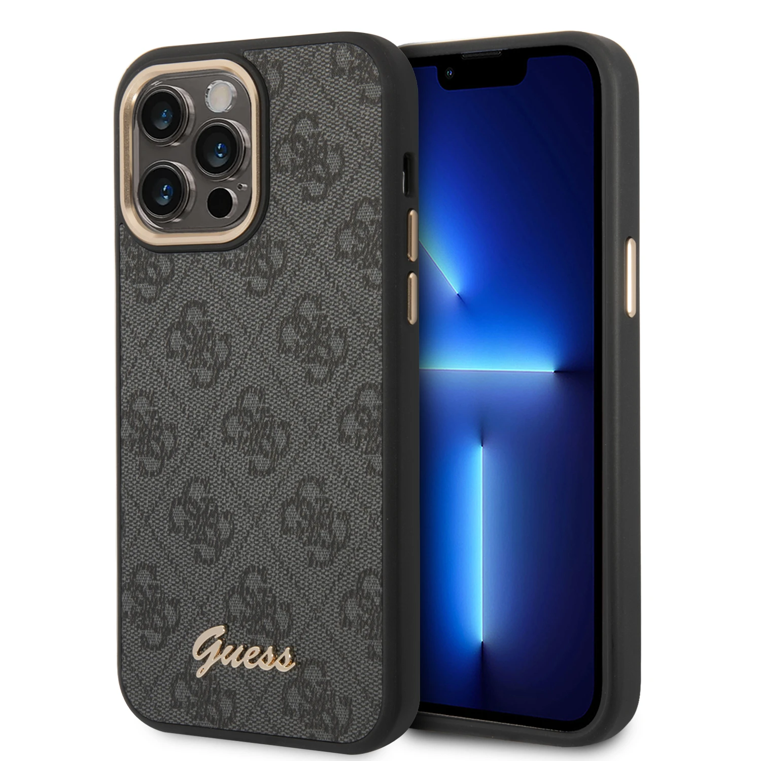„Guess 4G Vintage Gold Logo“ dėklas, skirtas „iPhone 14 Pro“ - juodas aprašymas - Prekės nuotrauka „Guess 4G Vintage Gold Logo“ dėklas, skirtas „iPhone 14 Pro“ - juodas aprašymas - Prekės nuotrauka