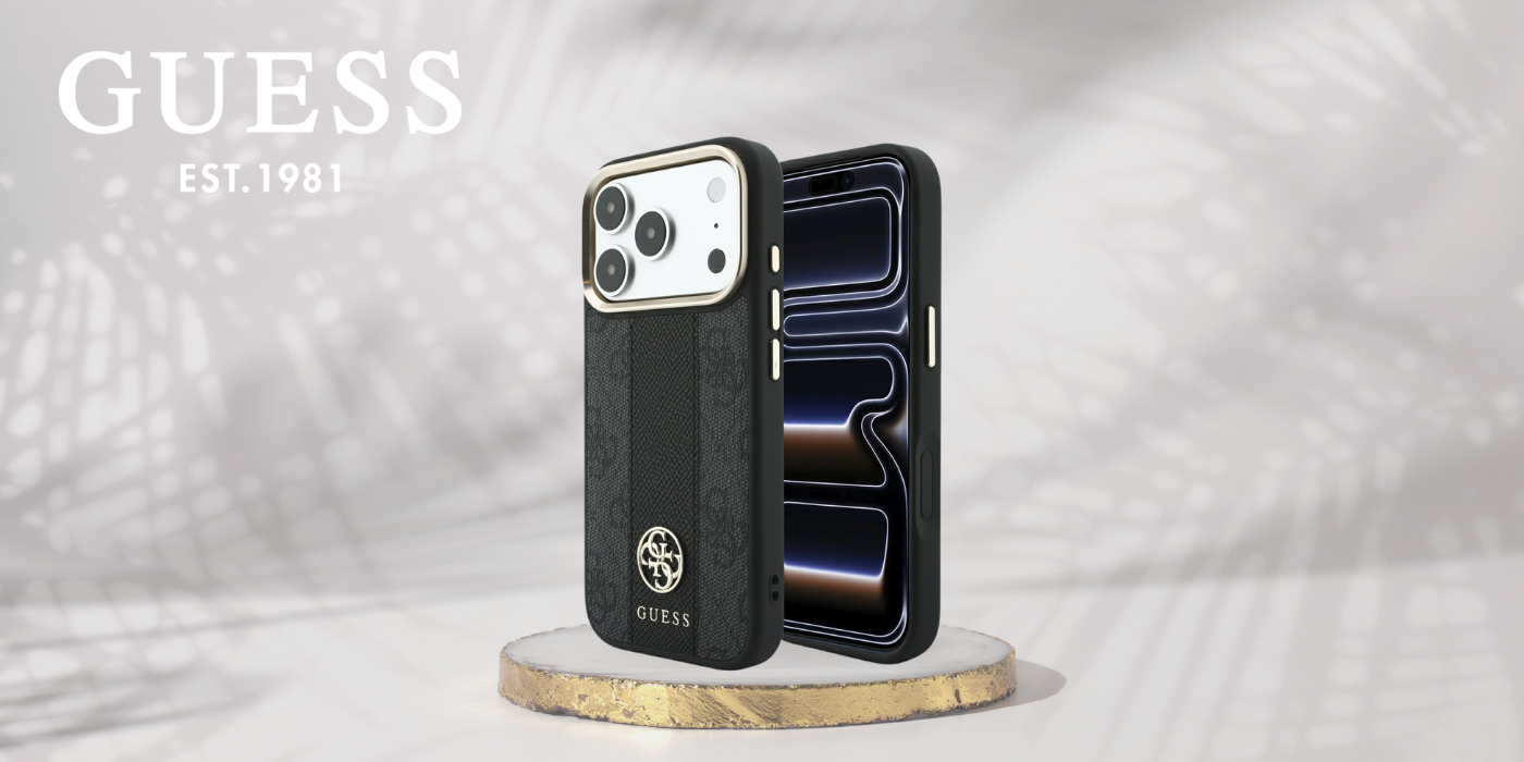 Guess 4G su Stripe Round ir Classic logotipais MagSafe dėklas, skirtas iPhone 17 Pro / 18 Pro - Juoda aprašymas - Prekės nuotrauka