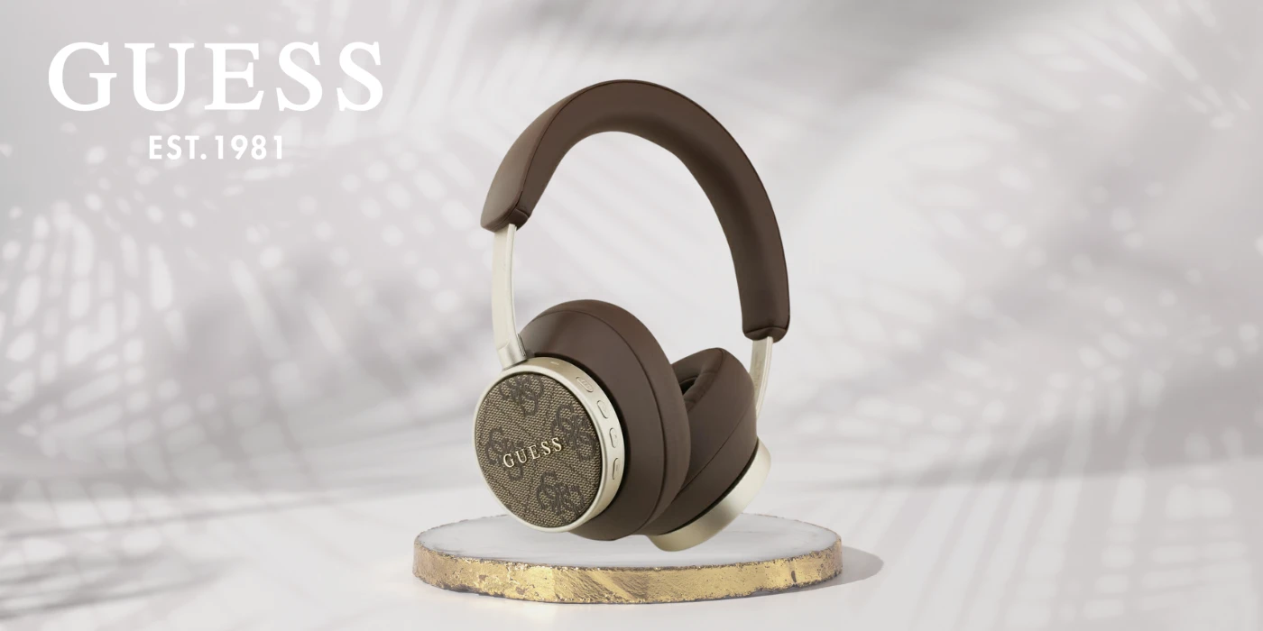 Ausinės Guess Bluetooth 4G Classic Logo rudos spalvos aprašymas - Prekės nuotrauka