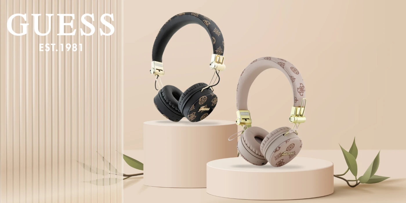 Guess ausinės Bluetooth ENC GUBH70EPOSMW rudos spalvos Peony Script Round Shape aprašymas - Prekės nuotrauka Guess ausinės Bluetooth ENC GUBH70EPOSMW rudos spalvos Peony Script Round Shape aprašymas - Prekės nuotrauka