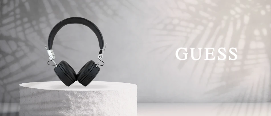 Guess ausinės Bluetooth ENC GUBH70PGTSPSK juodos spalvos Grained Classic Round Shape aprašymas - Prekės nuotrauka