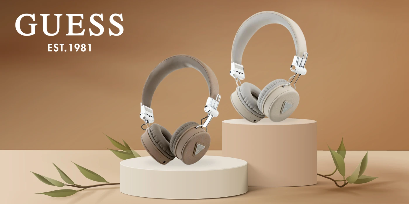 Guess ausinės Bluetooth ENC GUBH70PGTSPSW rudos spalvos Grained Classic Round Shape aprašymas - Prekės nuotrauka Guess ausinės Bluetooth ENC GUBH70PGTSPSW rudos spalvos Grained Classic Round Shape aprašymas - Prekės nuotrauka