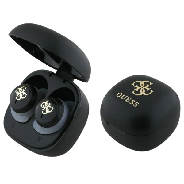 Guess ausinės Bluetooth GUTWSJ144ESK TWS juodos spalvos Iridescent 4G Printed Logo aprašymas - Prekės nuotrauka Guess ausinės Bluetooth GUTWSJ144ESK TWS juodos spalvos Iridescent 4G Printed Logo aprašymas - Prekės nuotrauka