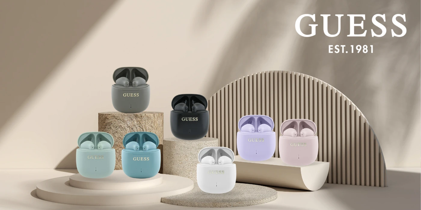 Guess ausinės Bluetooth GUTWSJ14ESGE TWS taupe Printed Classic Logo aprašymas - Prekės nuotrauka Guess ausinės Bluetooth GUTWSJ14ESGE TWS taupe Printed Classic Logo aprašymas - Prekės nuotrauka